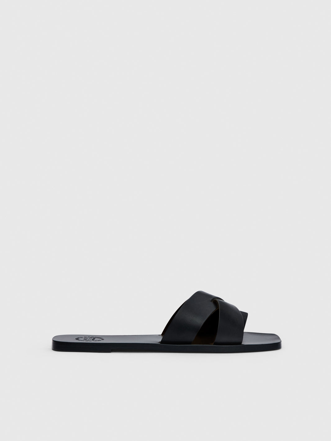 Fonte Black Leather Flat sandals