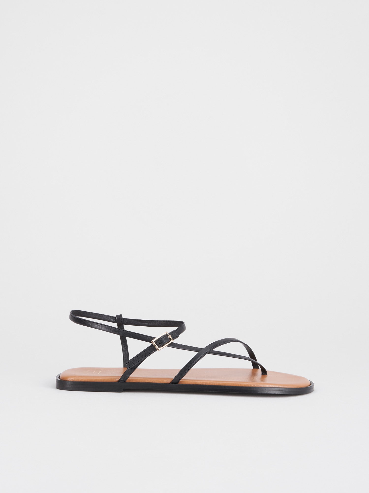 Capri Black Nappa Flat sandals